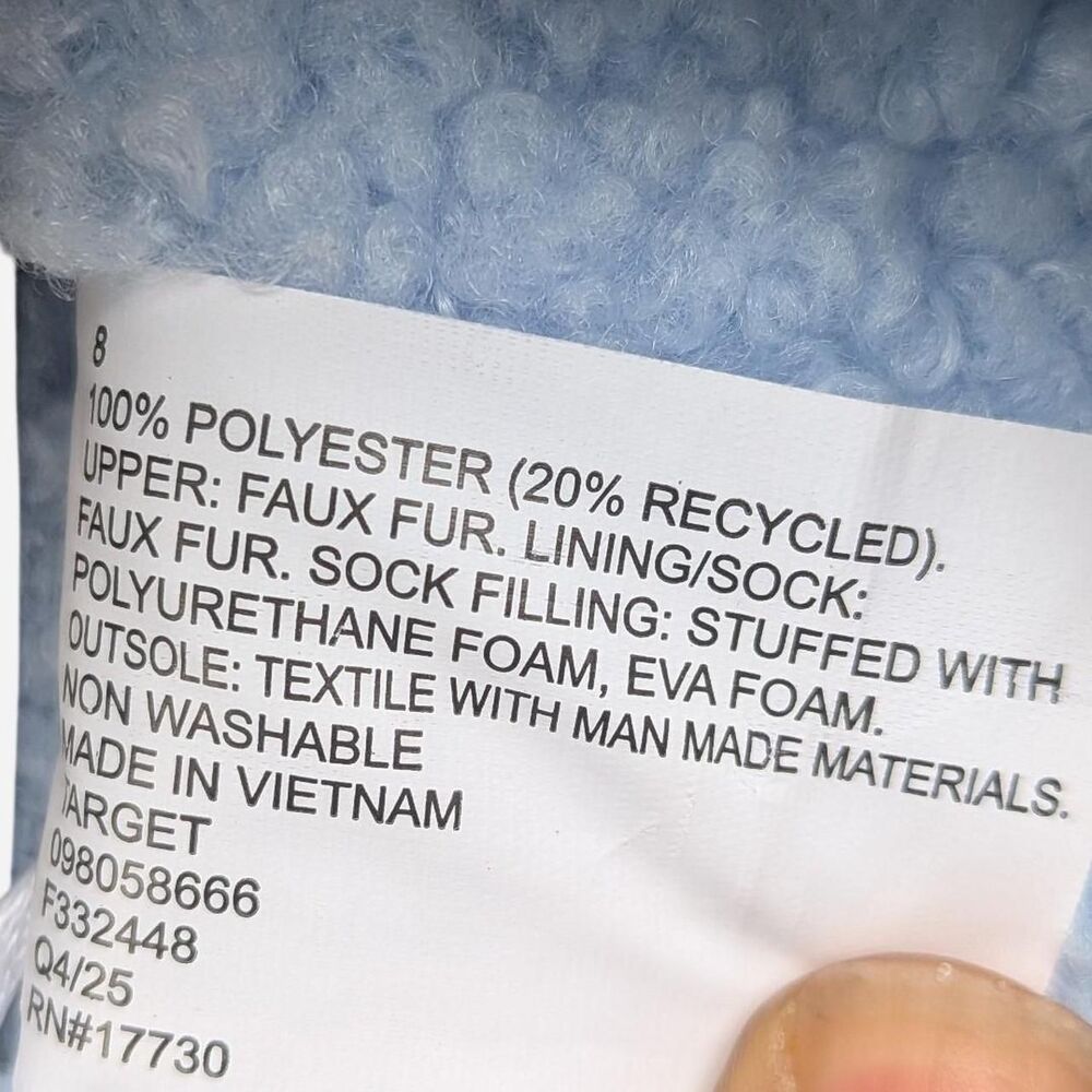 NWT Auden Women's Faux-Fur Sherpa Slipper Slides Light Blue Lemon - Size 8 - Picture 4 of 5